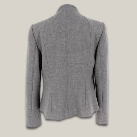 Ann Taylor Blazer Cross Asymmetrical Zip Front Stretch Wool Gray Women's US 10 - Picture 2 of 4